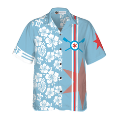 CRF Chicago Flag Tropical Flowers Pattern Hawaiian Shirt - Hyperfavor