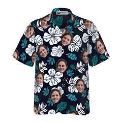 Funny Custom Face Floral Pattern seamless 01 Custom Hawaiian Shirt - Hyperfavor
