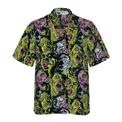 Horror Zombie Head Hawaiian Shirt - Hyperfavor