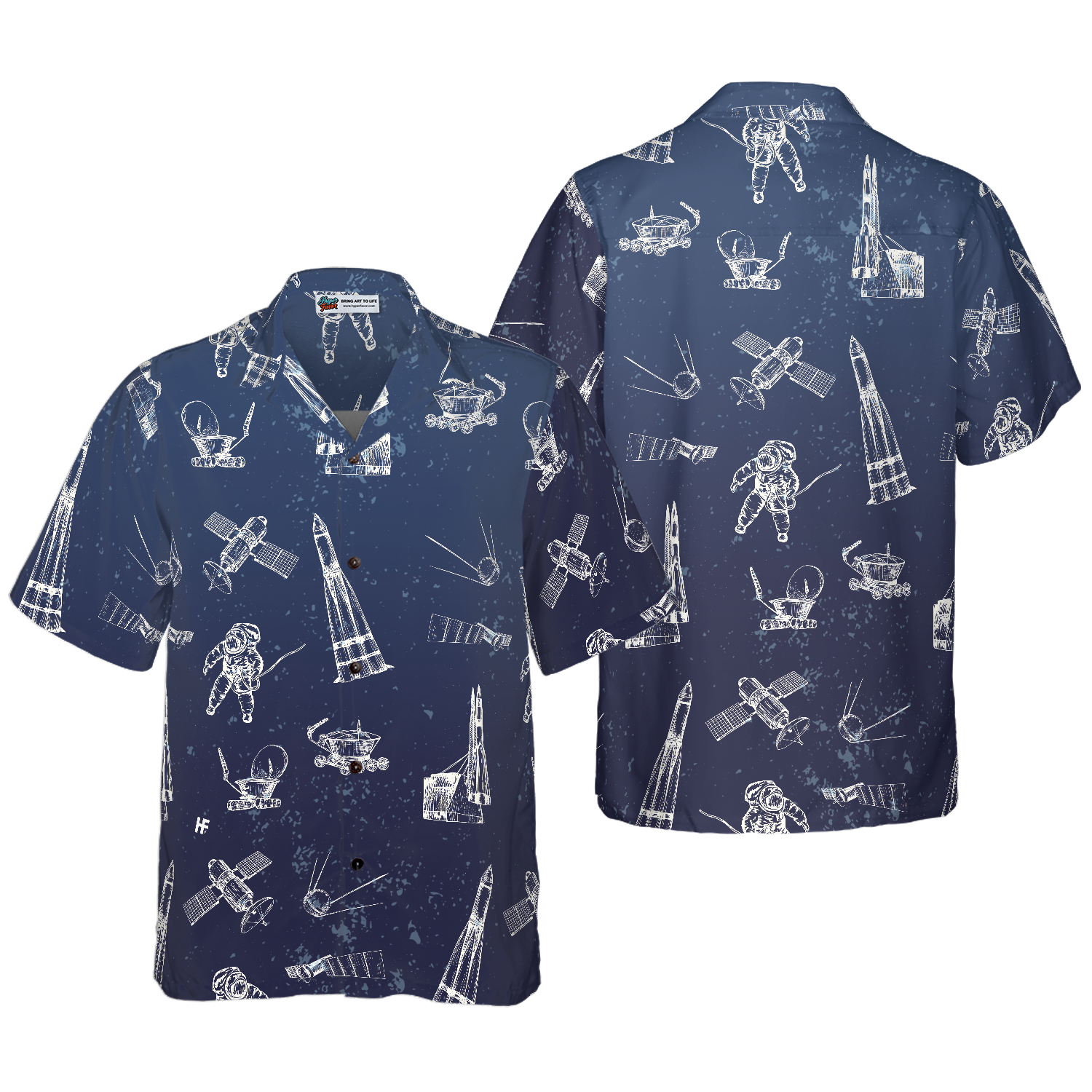 Spaceship And Spaceman Hawaiian Shirt - Hyperfavor