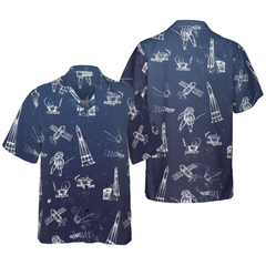 Spaceship And Spaceman Hawaiian Shirt - Hyperfavor