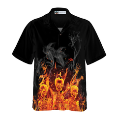 Fire Skeletons Night Party Hawaiian Shirt - Hyperfavor