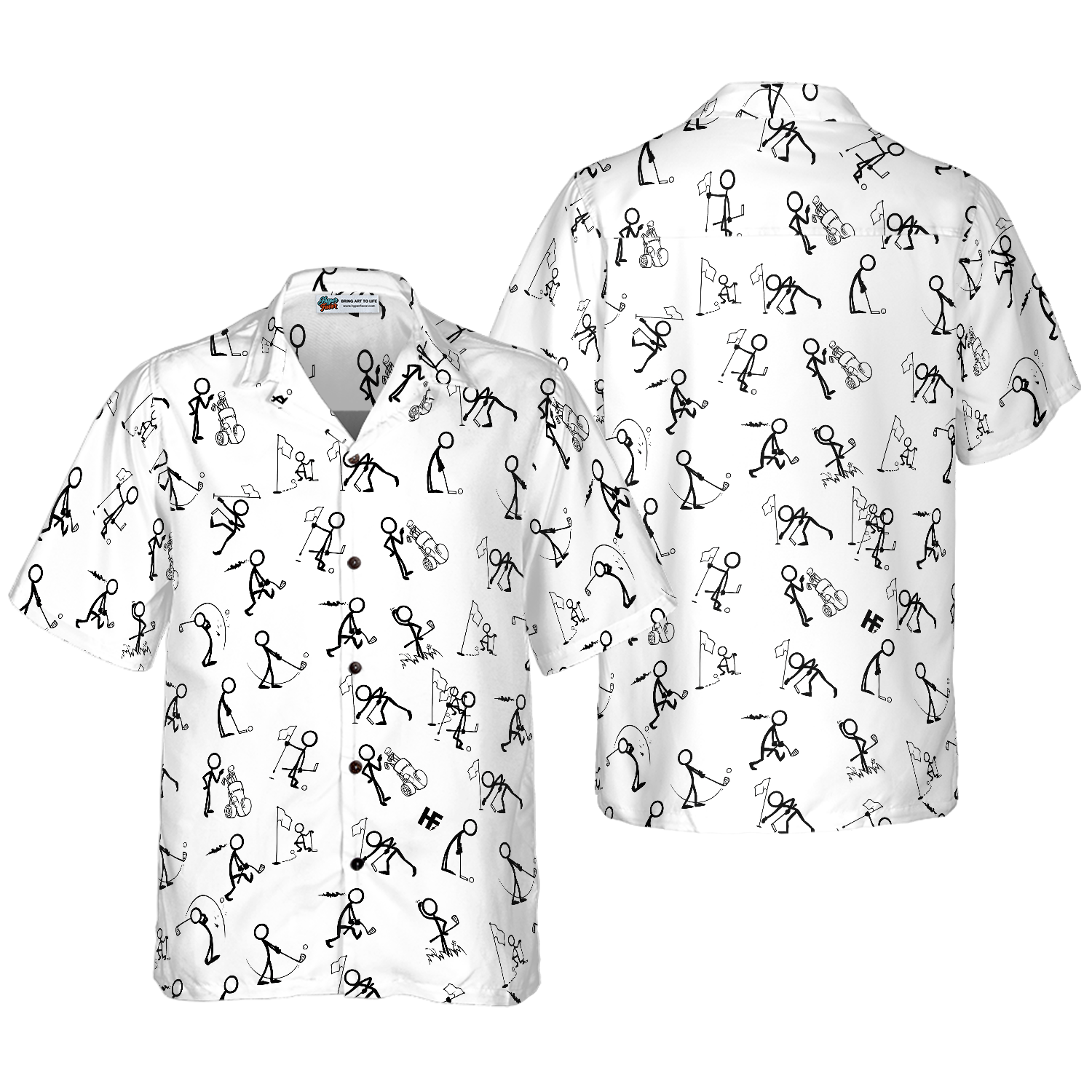 Stickfigures Playing Golf V2 Hawaiian Shirt - Hyperfavor