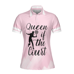 Queen Of The Court Pink Short Sleeve Women Polo Shirt, Cool Tennis Shirt For Ladies - Hyperfavor