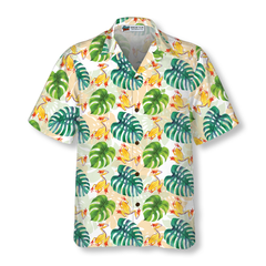 Hand Drawn Tree Frogs And Monstera Leaves Hawaiian Shirt - Hyperfavor