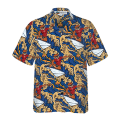 Tiger Surfer Roaring Waters Hawaiian Shirt - Hyperfavor