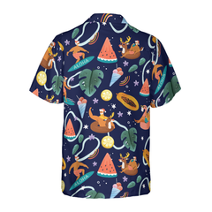 Hyperfavor Santa Beach 1 Pattern Hawaiian shirt, Christmas Shirts Short Sleeve Button Down Shirt For Men And Women - Hyperfavor