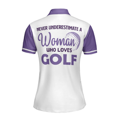 Never Underestimate A Woman Who Loves Golf V2 Short Sleeve Women Polo Shirt - Hyperfavor