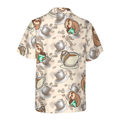 Coffee And Lazy Sloth Shirt For Men Hawaiian Shirt - Hyperfavor