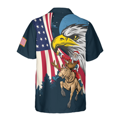 Hyperfavor Christmas Hawaiian Shirts, Santa With American Flag 2 Shirt Short Sleeve, Christmas Shirt Idea Gift For Men And Women - Hyperfavor