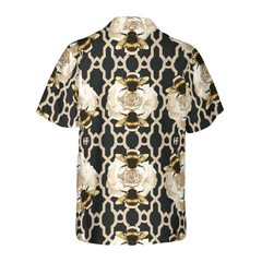 Golden Roses & Bees Hawaiian Shirt - Hyperfavor