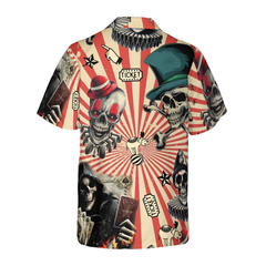 Circus Mysteries With Skull Magicians And Clowns Hawaiian Shirt - Hyperfavor