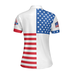American Flag Golf V2 Short Sleeve Women Polo Shirt, Patriotic Golf Shirt For Ladies, Unique Golf Gift For Girls - Hyperfavor