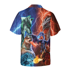 Dragon Vs Wolves Hawaiian Shirt - Hyperfavor