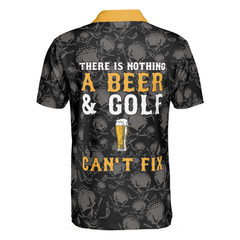 There Is Nothing A Beer And Golf Can't Fix V2 Polo Shirt, Skull Plaid Pattern Golf Shirt, Best Golf Drink Shirt - Hyperfavor