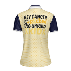 Childhood Cancer Picked The Wrong Kid Short Sleeve Women Polo Shirt, Childhood Cancer Awareness Shirt - Hyperfavor