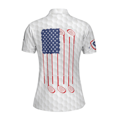American Flag With Argyle Pattern Golf Short Sleeve Women Polo Shirt, Best Female Golf Gift Idea - Hyperfavor
