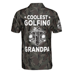 Coolest Golfing Grandpa Camouflage Pattern Golf Polo Shirt - Hyperfavor