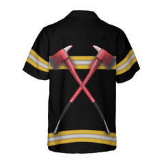 Courage And Honor Fire Dept Badge Firefighter Hawaiian Shirt, Uniform And Cross Axes Firefighter Shirt For Men - Hyperfavor