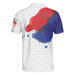 Grunge Style American Flag Polo Shirt, Golf Pattern Wet Paint Polo Shirt, Patriotic Golf Shirt For Men - Hyperfavor