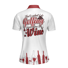 Golfing From Nine To Wine Golf Girl V2 Short Sleeve Women Polo Shirt, White And Red Golf Polo Shirt, Golf Shirt For Wine Lovers - Hyperfavor