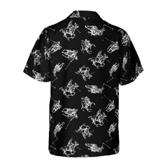 Polo Smoke Black And White Pattern Hawaiian Shirt - Hyperfavor