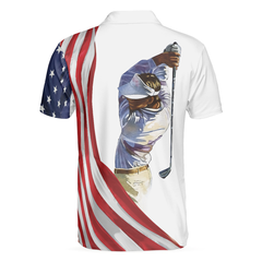 American Flag Golf Art Polo Shirt, Patriotic Golf Shirt For Golfers, Golf Gift Idea For American Lovers - Hyperfavor