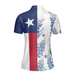 Texas Flag Bluebonnets Polo Shirt For Woman Short Sleeve Women Polo Shirt - Hyperfavor