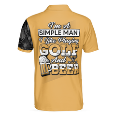I'm A Simple Man I Like Playing Golf And Beer Polo Shirt, Cool Ball Pattern Shirt With Sayings, Best Gift For Golfers - Hyperfavor
