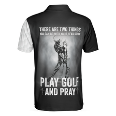 My Head Down When Play Golf And Pray Christian Love Golf Polo Shirt, Christan Golfing Shirt For Men - Hyperfavor