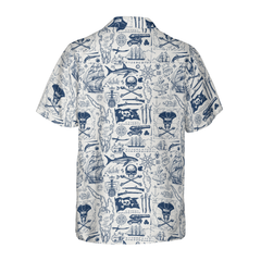 Vintage Pirate And Nautical Symbols Hawaiian Shirt - Hyperfavor