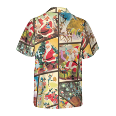 Hyperfavor Christmas Hawaiian Shirts For Men and Women, Santa Elf Gift Hawaiian Shirt Button Down Shirt Short Sleeve - Hyperfavor