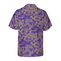 Purple And Gold Edition Oriental Dragon Hawaiian Shirt - Hyperfavor