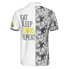 Eat Sleep Tennis Repeat Polo Shirt, Tennis Shirt For Male Players, Best Tennis Themed Polo Shirt - Hyperfavor