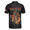 Man Of God Flag Firefighter Polo Shirt, Skull Firefighter American Flag Polo Shirt, Firefighter Shirt For Men - Hyperfavor