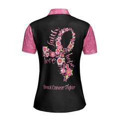 I Am A Breast Cancer Fighter Pink Flowers Awareness Ribbon Women Polo Shirt, Breast Cancer Awareness Polo Shirt For Ladies - Hyperfavor