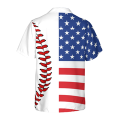 Baseball American Flag Hawaiian Shirt - Hyperfavor