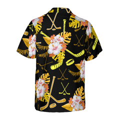 Hockey Tropical Black & Yellow Hawaiian Shirt - Hyperfavor