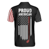 Proud American Short Sleeve Golf Polo Shirt, Dark Theme American Flag Polo Shirt, Patriotic Golf Shirt For Men - Hyperfavor