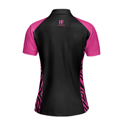 Dark Pink Zebra Pattern Thinning Layout For Lady Golfer Golf Short Sleeve Women Polo Shirt, Best Shirt For Ladies - Hyperfavor