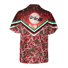 Hyperfavor Christmas Hawaiian Shirts, Christmas Night With Bowling Pattern Shirt Short Sleeve, Christmas Shirt Idea Gift For Men And Women - Hyperfavor