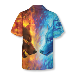 Ice And Fire Wolf Hawaiian Shirt - Hyperfavor