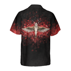 Dead Bird Goth Hawaiian Shirt For Men, Black and Red Goth Hawaiian Shirt - Hyperfavor