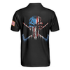 Golf Skull America Flag Short Sleeve Polo Shirt, Wet Paint Black Polo Shirt, Best Golf Shirt For Men - Hyperfavor