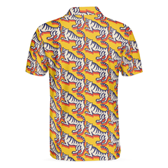 Funny Tiger Polo Shirt For Men, Tiger Print Shirt Short Sleeve, Cool Tiger Gift For Men - Hyperfavor