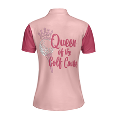 Queen Of The Golf Course Short Sleeve Women Polo Shirt, Leopard Pattern Golf Polo Shirt, Gift For Female Golfers - Hyperfavor