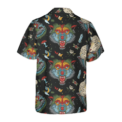 Old School Tattoo Art Wolf Hawaiian Shirt - Hyperfavor