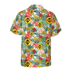 Binance Coin Tropical Flower Hawaiian Shirt - Hyperfavor