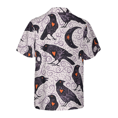 Raven And Skull Halloween Hawaiian Shirt, Halloween Shirt For Men And Women - Hyperfavor