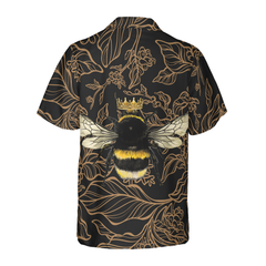 Golden Floral Bee Hawaiian Shirt - Hyperfavor